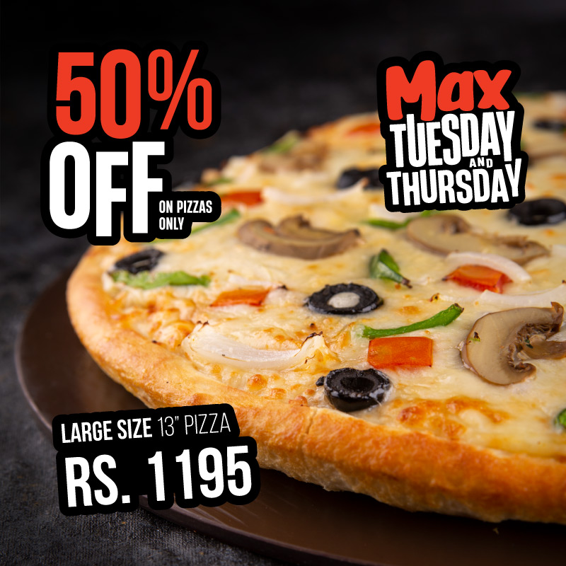 50 OFF Large Pizza Pizza Max